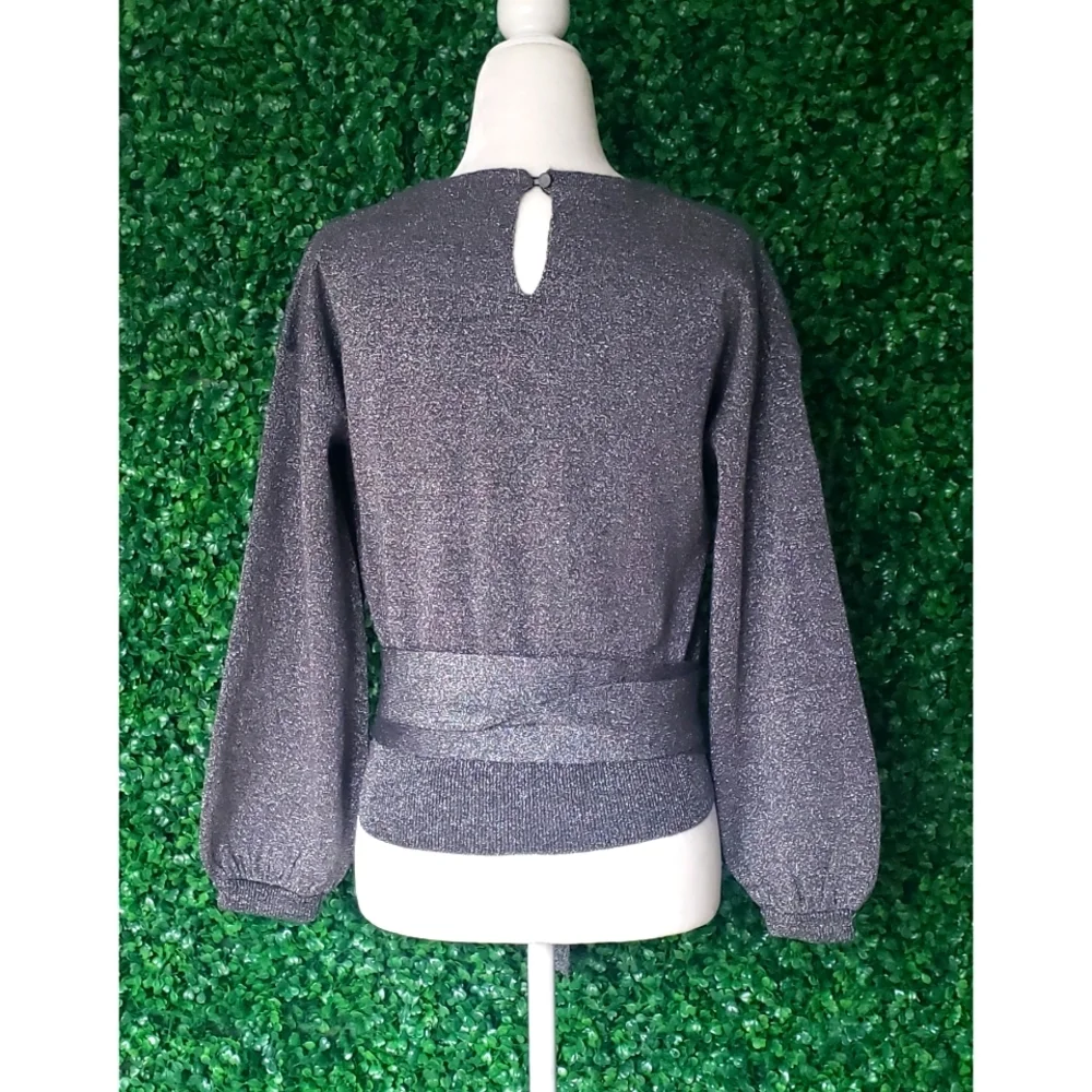 33. J.Crew Tie-waist metallic crewneck sweater